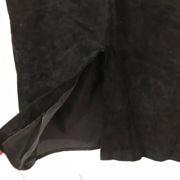 Vintage 80’s Gitano black suede midi pencil skirt SMALL - Picture 7 of 10